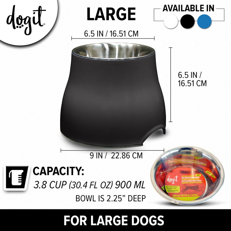 Dogit Elevated Dog Bowl, Stainless Steel Dog Food and Water Bowl for Large Dogs, Black, 73752 - Image 4